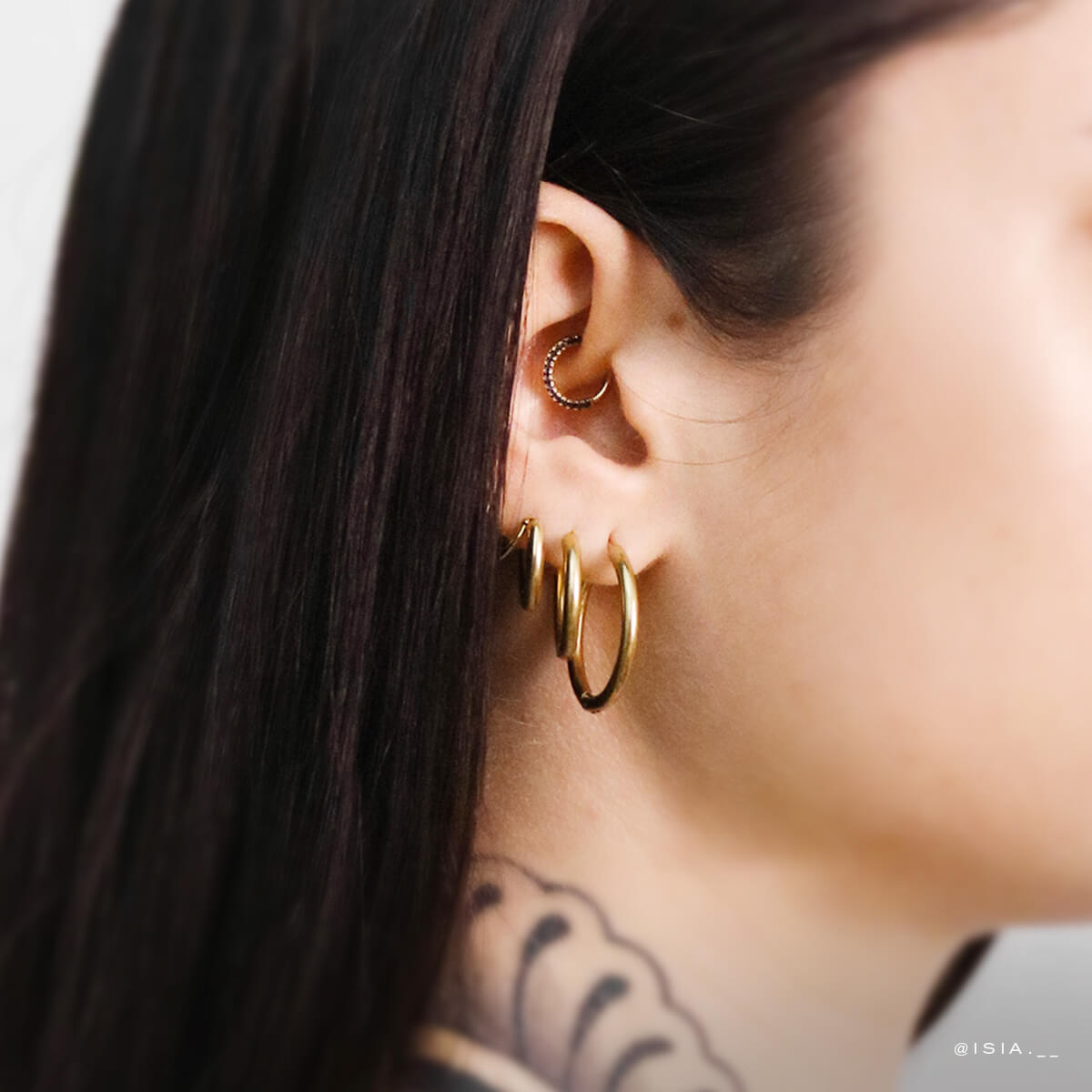 Mid Hoop Earrings in Gold Colour Round Thick Golden Hoops 