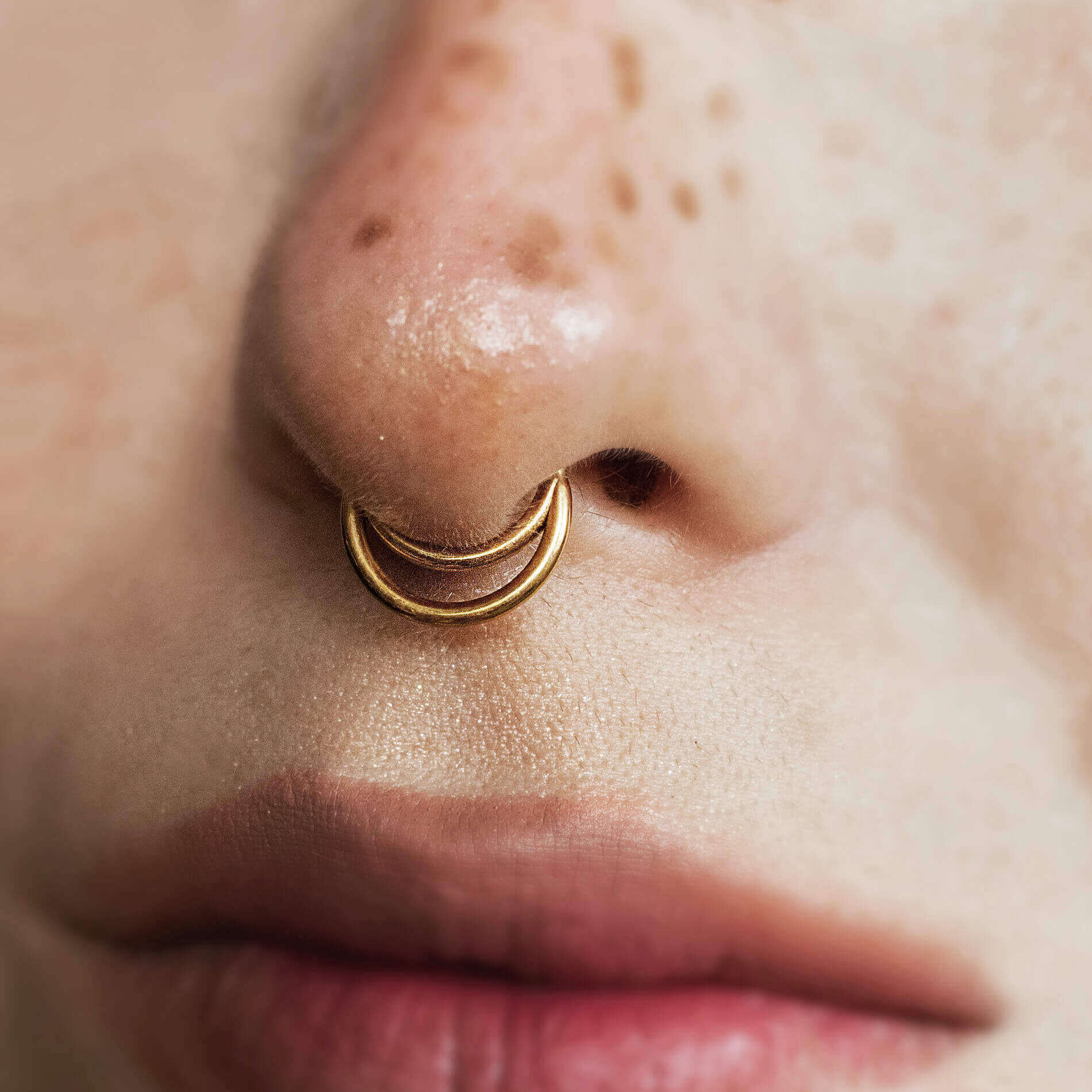 Moon Septum Ring 14k Solid Gold Septum Clicker Unique Nose 