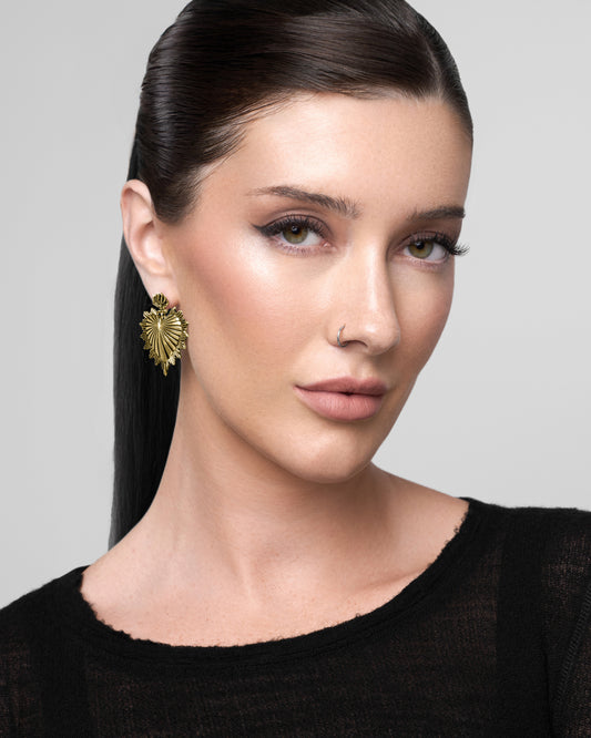 Sacred Heart Earrings-Ear Dangles- Gold - - Ask & Embla
