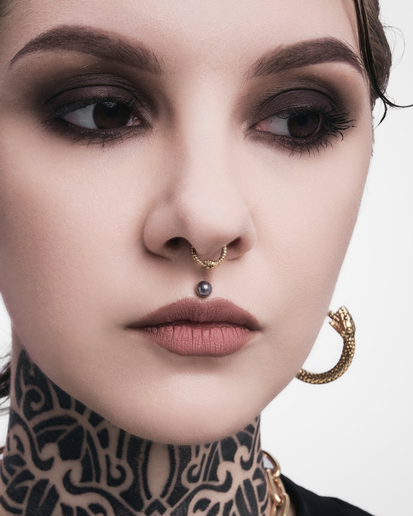 Septum ring ouroboros Huggie hoops snake earrings Nose rook jewelry Shipping shops from USA