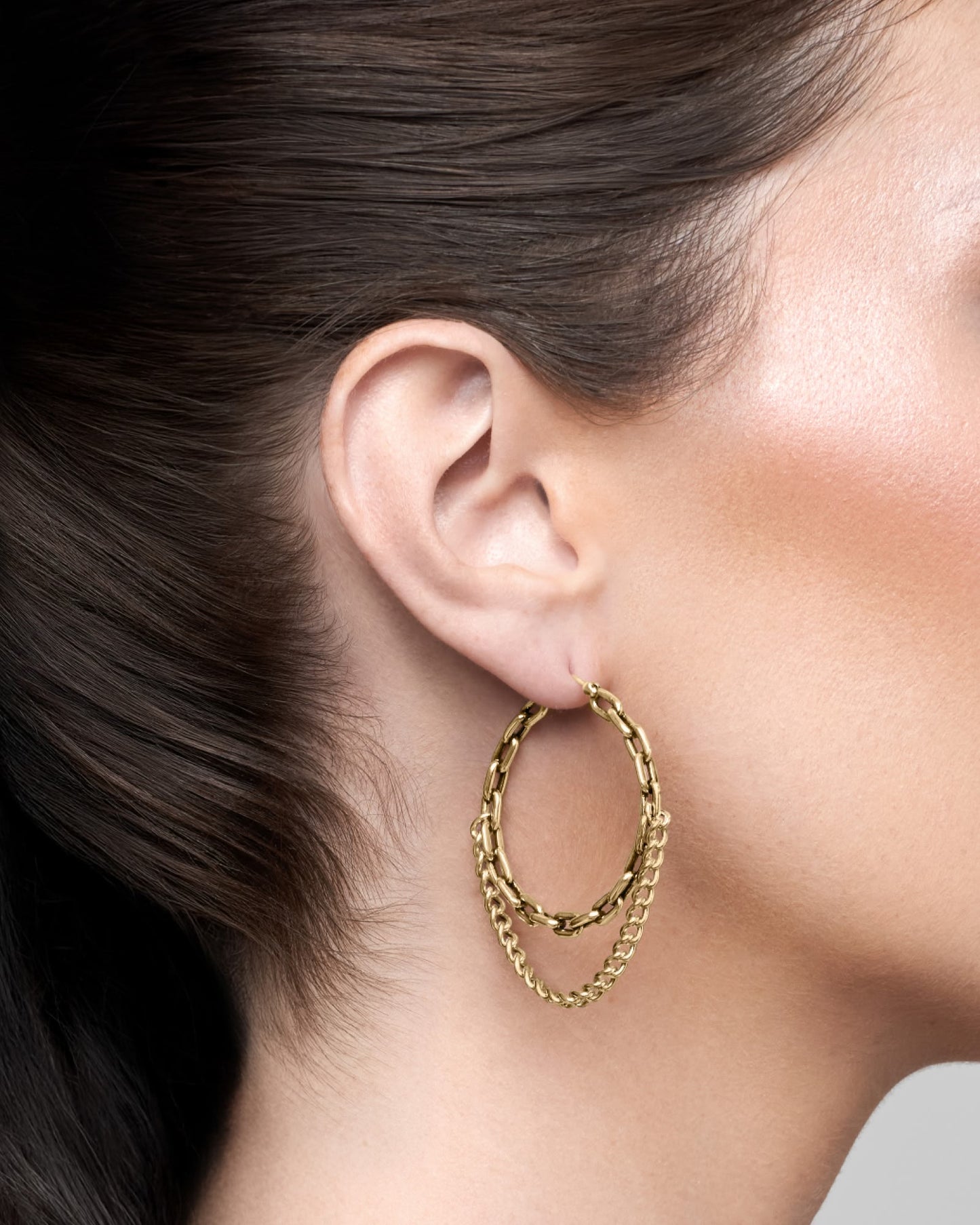 Lynx Chain Earrings-Ear Hoops- Gold - - Ask & Embla