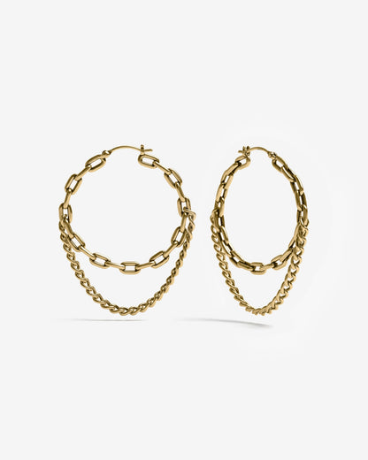 Lynx Chain Earrings-Ear Hoops- Gold - - Ask & Embla