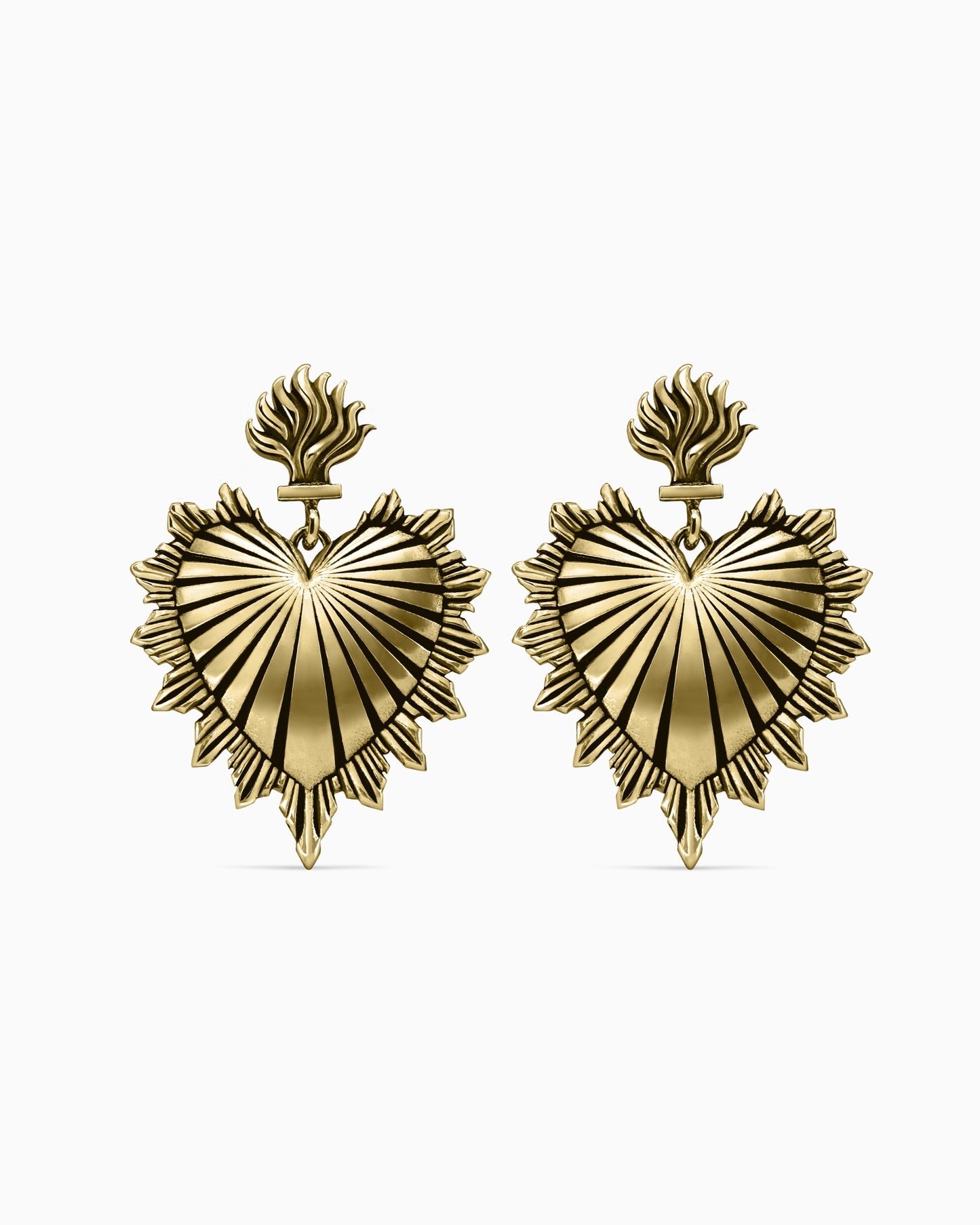 Sacred Heart Earrings-Ear Dangles- Gold - - Ask & Embla
