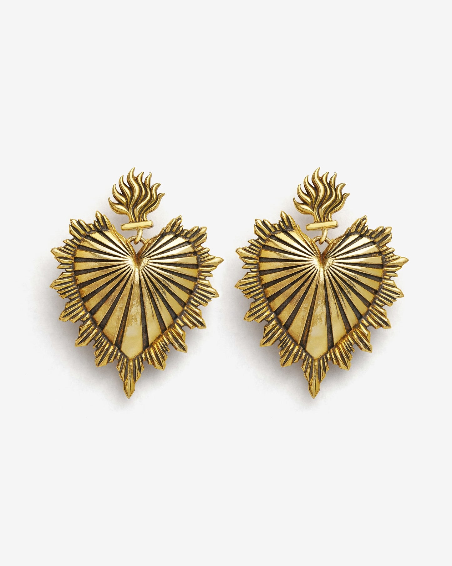 Sacred Heart Earrings-Ear Dangles- Gold - - Ask & Embla