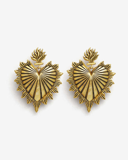Sacred Heart Earrings-Ear Dangles- Gold - - Ask & Embla