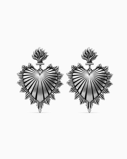 Sacred Heart Earrings-Ear Dangles- Silver - - Ask & Embla