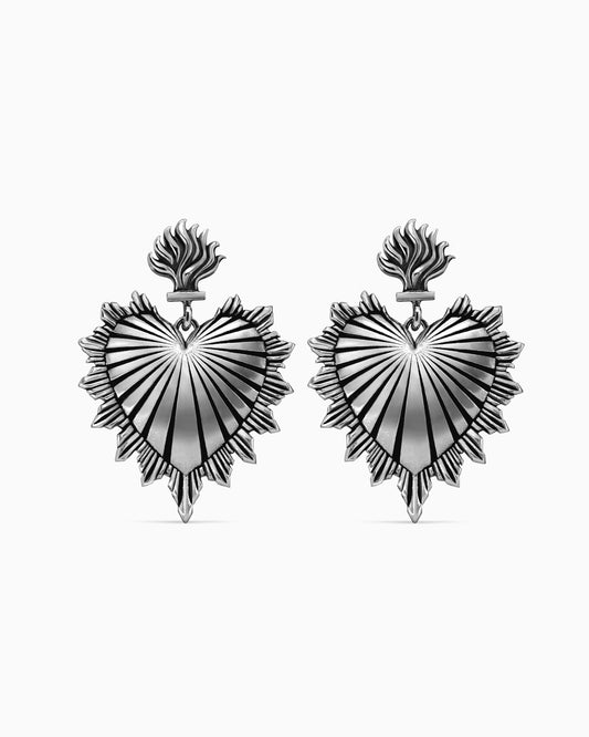 Sacred Heart Earrings-Ear Dangles- Silver - - Ask & Embla