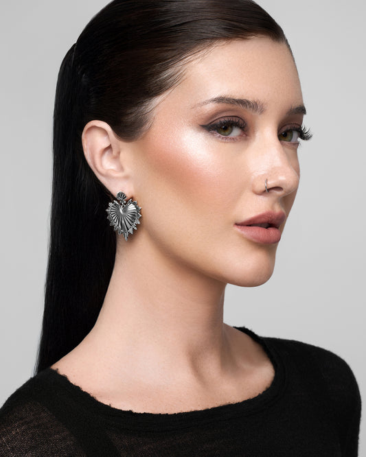 Sacred Heart Earrings-Ear Dangles- Gold - - Ask & Embla