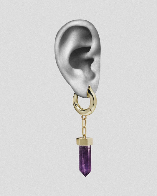 Elixir Crystal Earrings-Ear Hoops- Gold - Amethyst - Ask & Embla