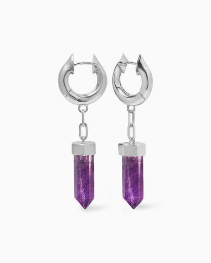 Elixir Crystal Earrings-Ear Hoops- Gold - Amethyst - Ask & Embla