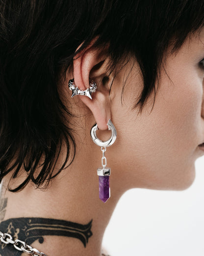 Elixir Crystal Earrings-Ear Hoops- Gold - Amethyst - Ask & Embla