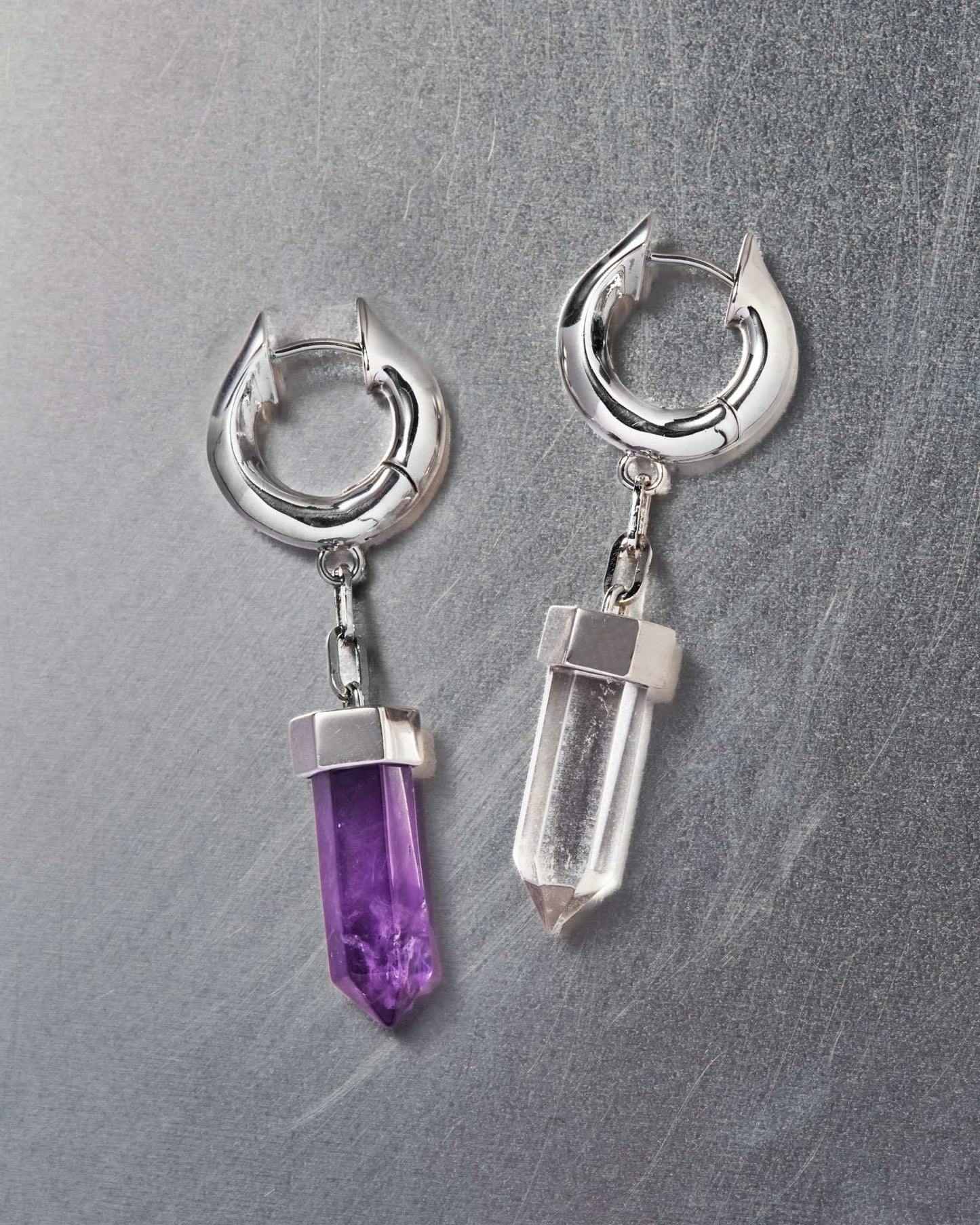 Elixir Crystal Earrings-Ear Hoops- Gold - Amethyst - Ask & Embla