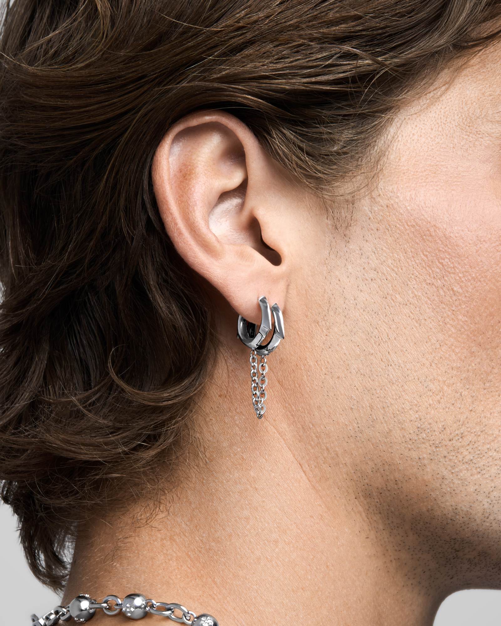 Exe Chain Earrings-Ear Dangles- Silver - - Ask & Embla