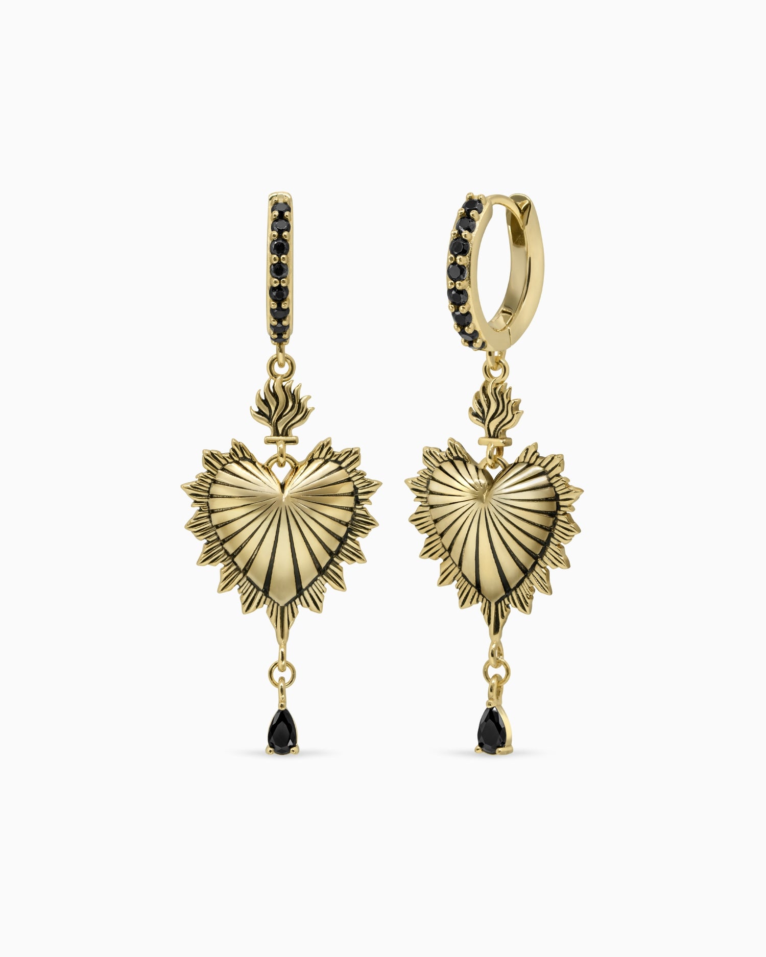 Sacred Heart Eternal Earrings-Ear Dangles- Gold - - Ask & Embla