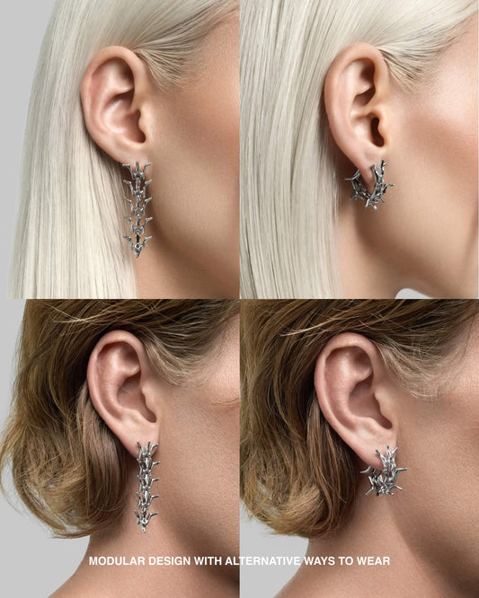 Vertebrae earrings-Ear Hoops- Silver - - Ask & Embla