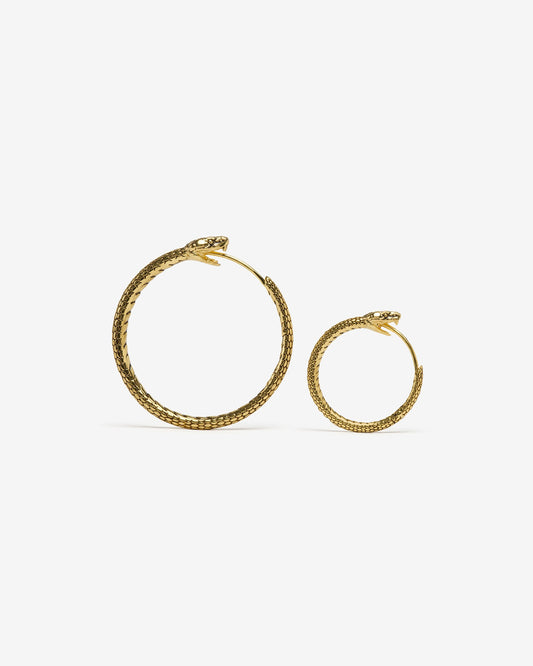 Ouroboros Earrings-Ear Hoops- Small - Gold - Ask & Embla