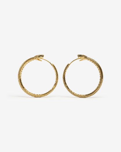 Ouroboros Earrings-Ear Hoops- Small - Gold - Ask & Embla