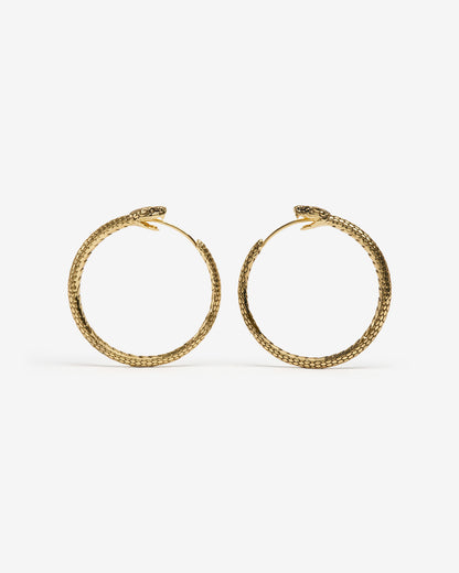 Ouroboros Earrings-Ear Hoops- Small - Gold - Ask & Embla