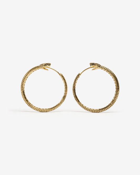 Ouroboros Earrings-Ear Hoops- Small - Gold - Ask & Embla