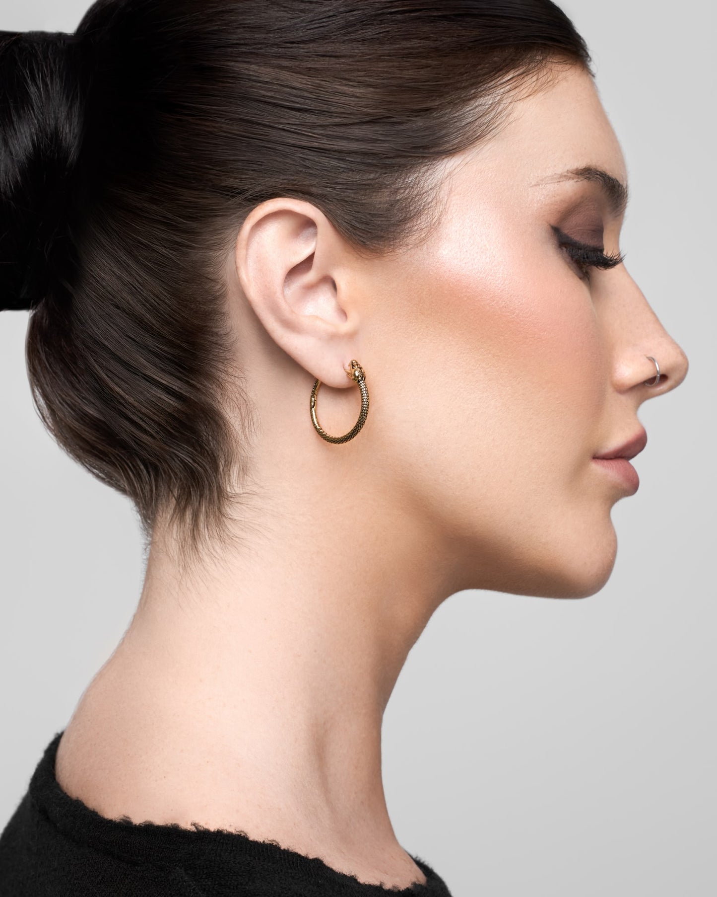 Ouroboros Earrings-Ear Hoops- Small - Gold - Ask & Embla