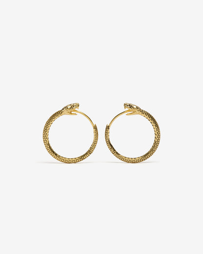 Ouroboros Earrings-Ear Hoops- Small - Gold - Ask & Embla