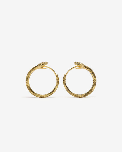 Ouroboros Earrings-Ear Hoops- Small - Gold - Ask & Embla