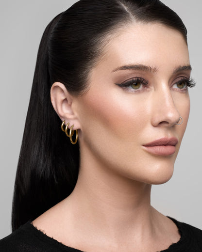 Tria Hoop Earrings Set (Pack of 3)-Ear Hoops- Gold - Pack of 3 - Ask & Embla