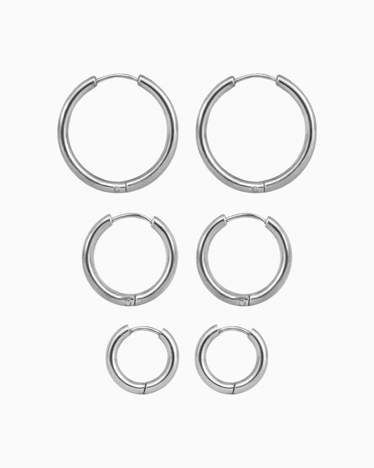 Tria Hoop Earrings Set (Pack of 3)-Ear Hoops- Gold - Pack of 3 - Ask & Embla