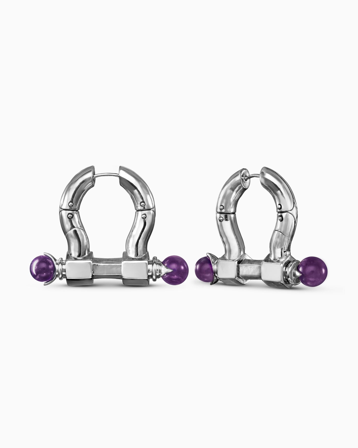 Aenigma Earrings-Ear Hoops- Silver - Metal Spikes and Amethyst Orbs - Ask & Embla