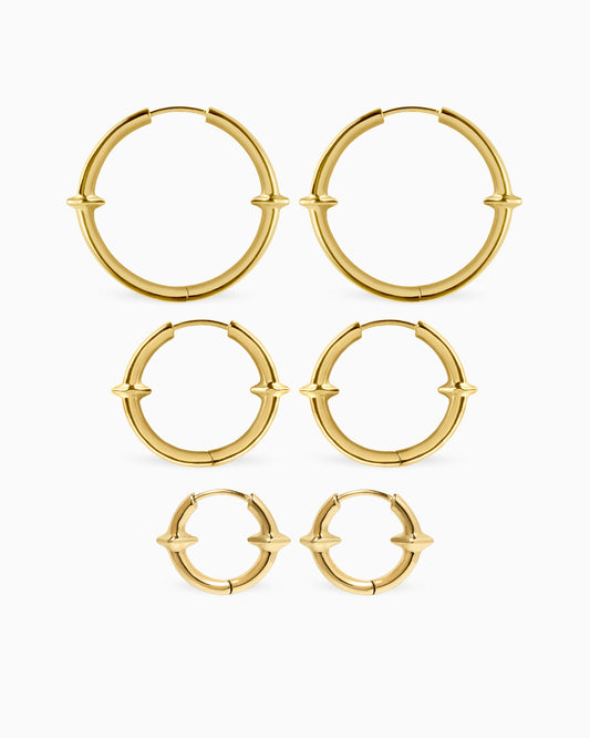 Qria Hoop Earrings Set-Ear Hoops- Gold - - Ask & Embla