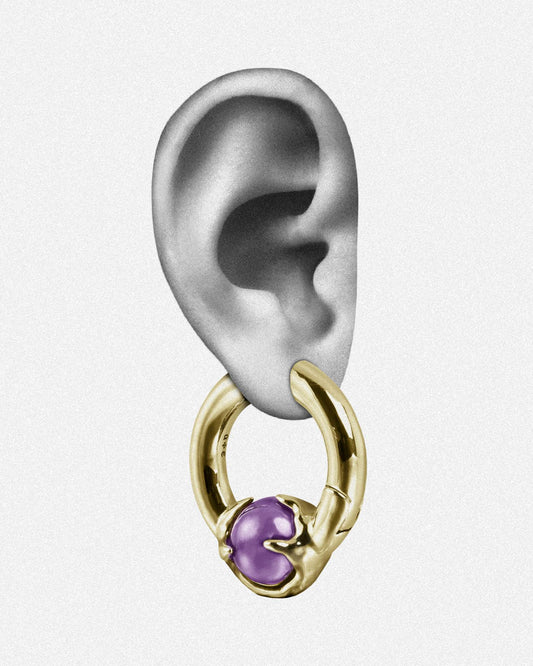 Nebula Earrings-Ear Hoops- Gold - Amethyst - Ask & Embla