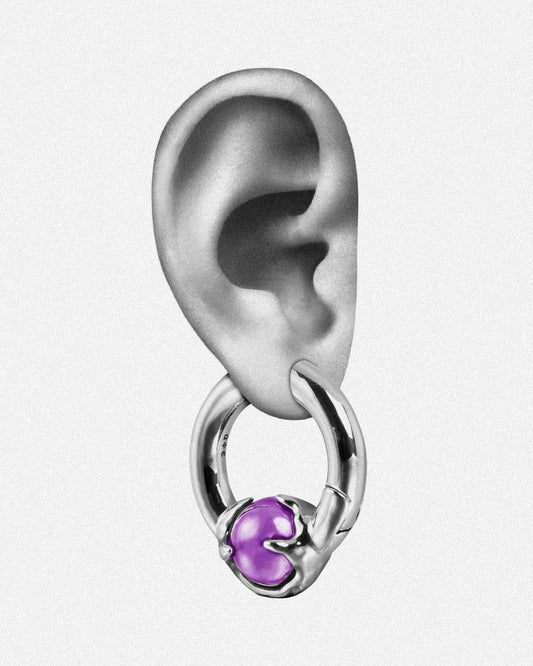 Nebula Earrings-Ear Hoops- Gold - Amethyst - Ask & Embla