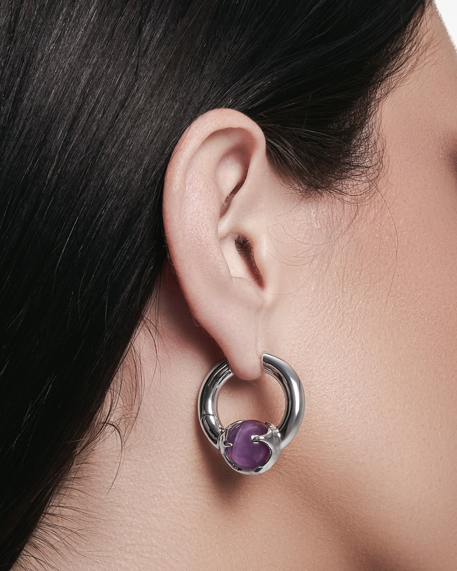 Nebula Earrings-Ear Hoops- Gold - Amethyst - Ask & Embla