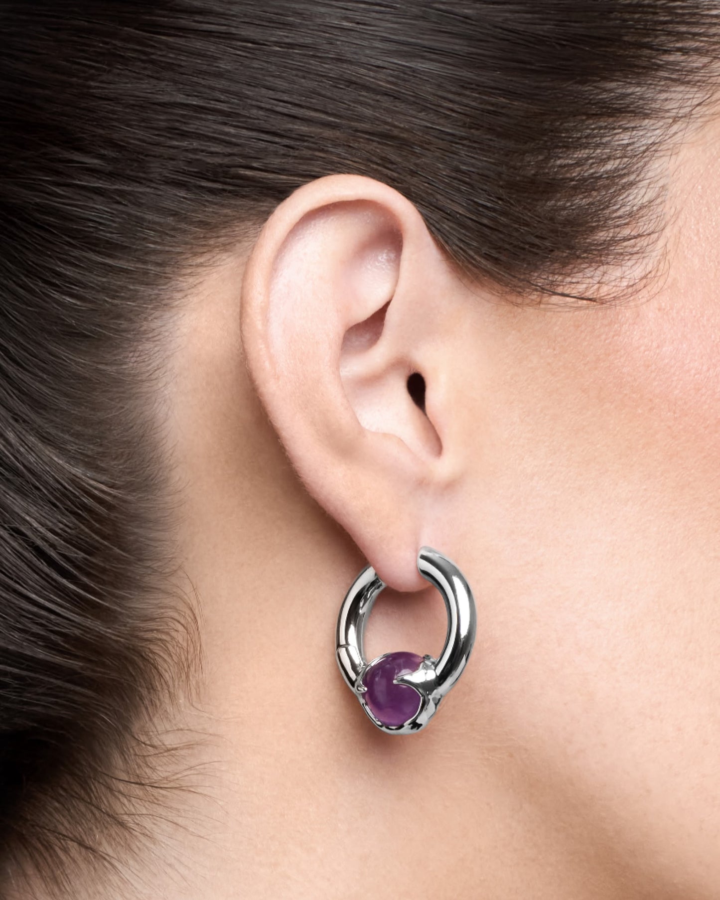 Nebula Earrings-Ear Hoops- Gold - Amethyst - Ask & Embla