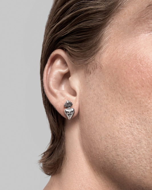 Sacred Heart stud earrings - 925 silver-Ear Studs- Silver - - Ask & Embla