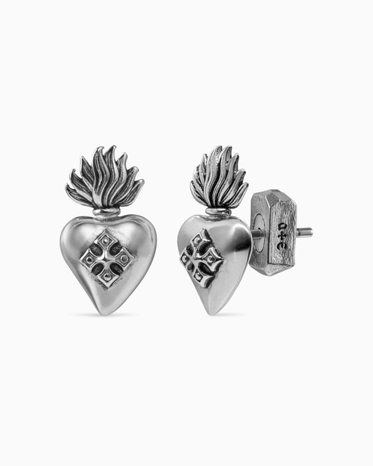 Sacred Heart stud earrings - 925 silver-Ear Studs- Silver - - Ask & Embla