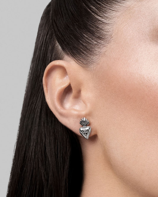 Sacred Heart stud earrings - 925 silver-Ear Studs- Silver - - Ask & Embla