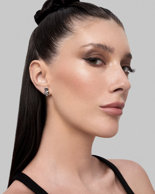 Sacred Heart stud earrings - 925 silver-Ear Studs- Silver - - Ask & Embla