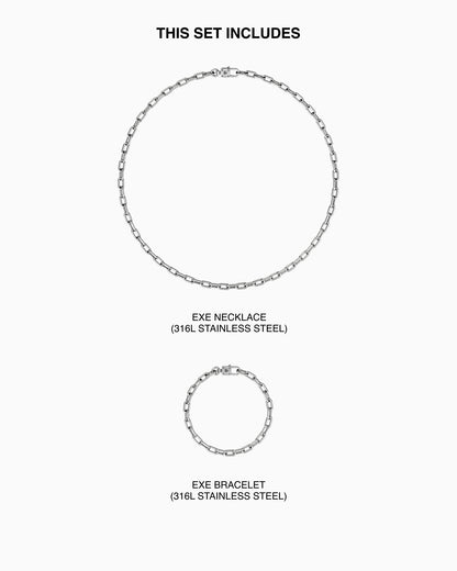 Exe necklace and bracelet set-Chain Necklaces- - - Ask & Embla