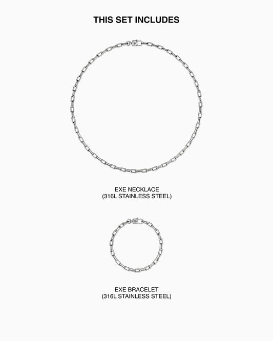 Exe necklace and bracelet set-Chain Necklaces- - - Ask & Embla
