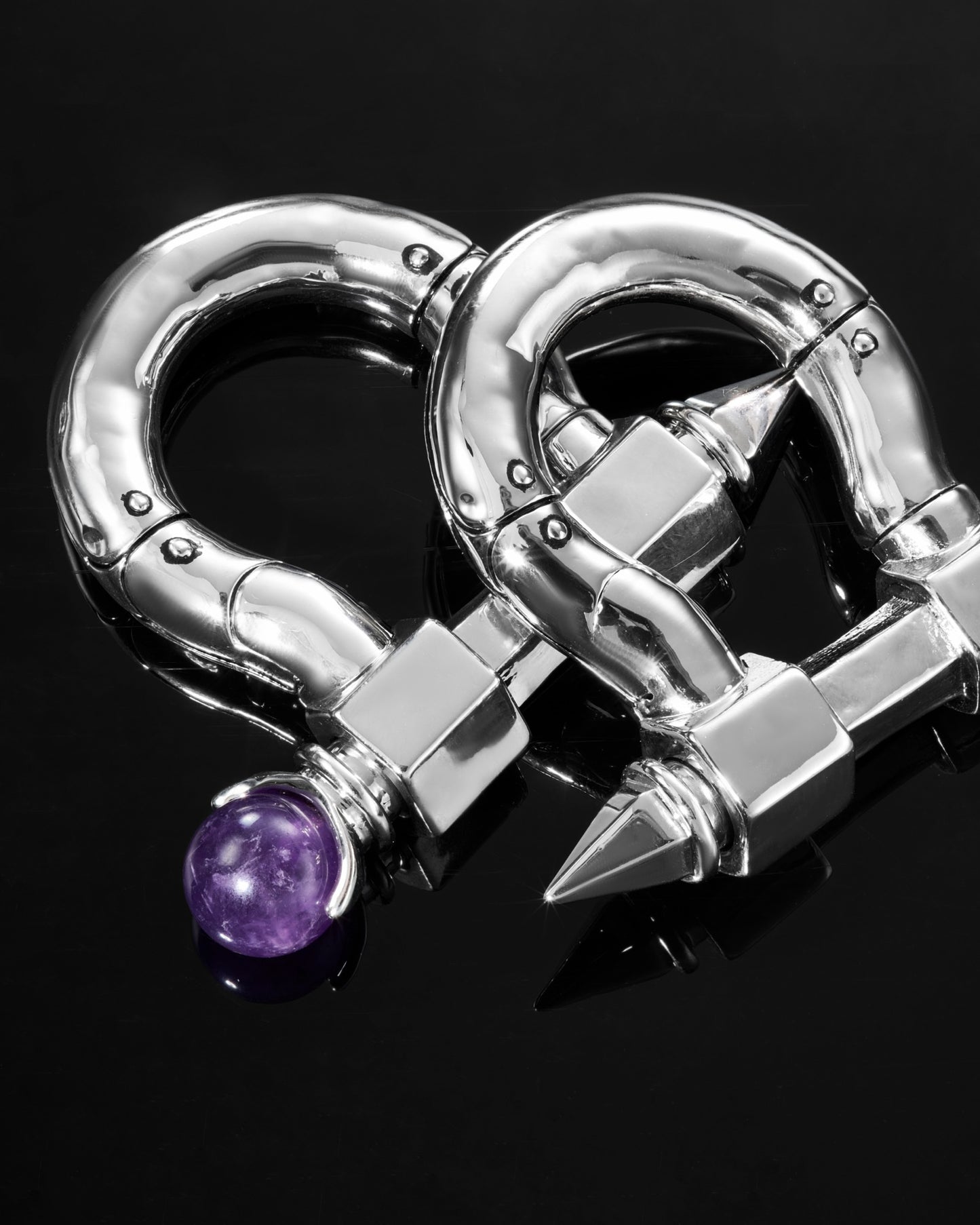 Aenigma Hangers-Hangers- Metal Spikes and Amethyst Orbs - - Ask & Embla