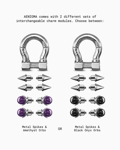 Aenigma Hangers-Hangers- Metal Spikes and Amethyst Orbs - - Ask & Embla