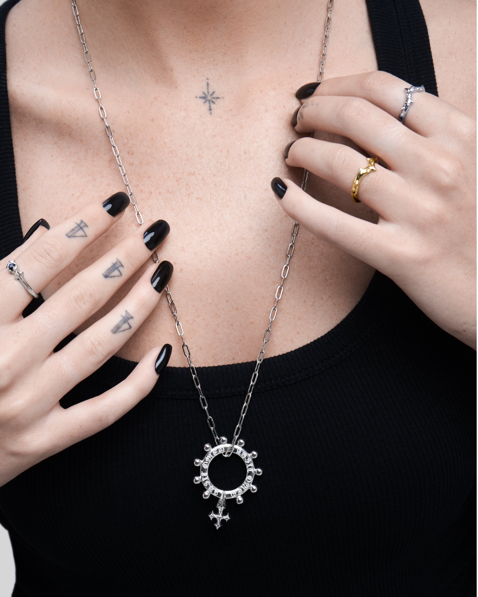 ABSIT OMEN Amulet Pendant Necklace-Pendant Necklace- Silver - - Ask & Embla