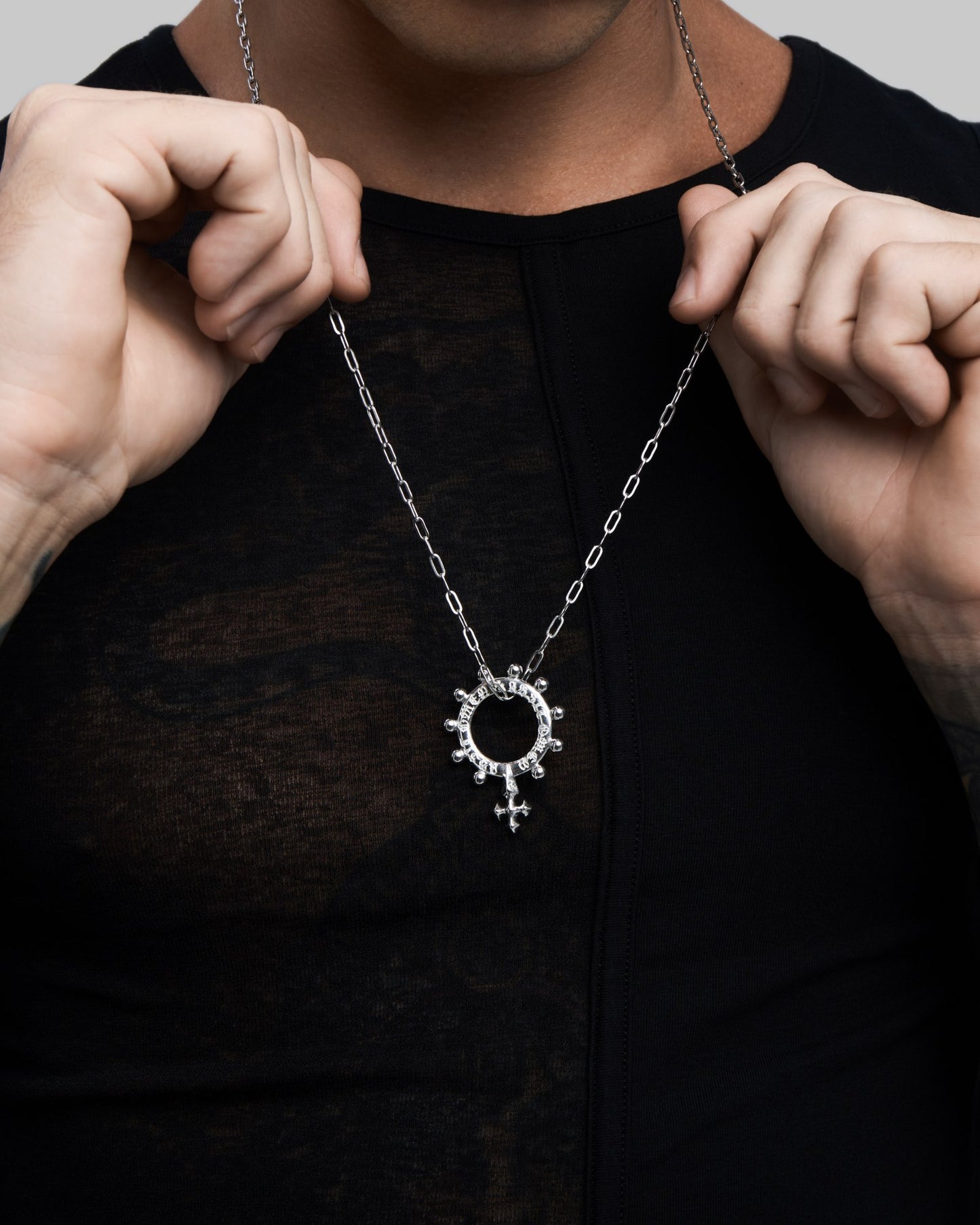 ABSIT OMEN Amulet Pendant Necklace-Pendant Necklace- Silver - - Ask & Embla