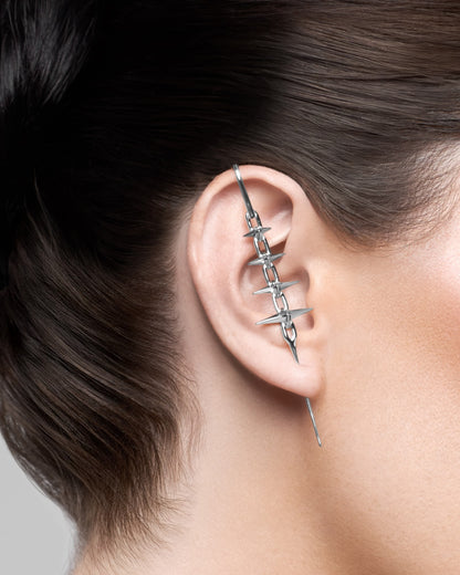 FORBIDDEN Pin Cuff Earring-Pin Cuff- Silver - Pair - Ask & Embla