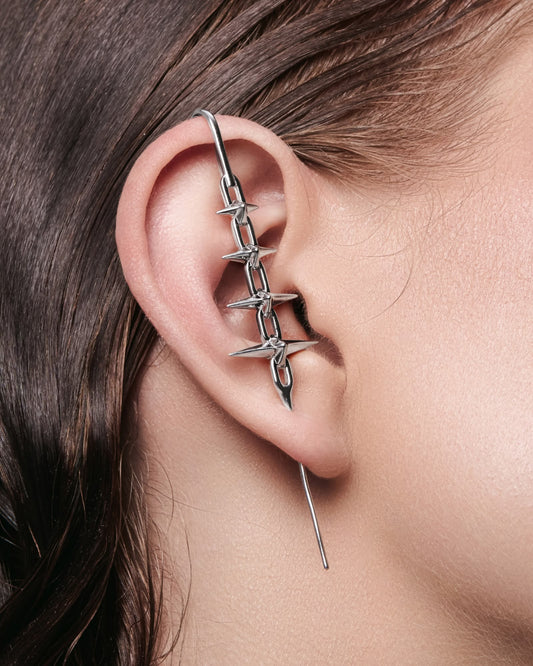FORBIDDEN Pin Cuff Earring-Pin Cuff- Silver - Pair - Ask & Embla