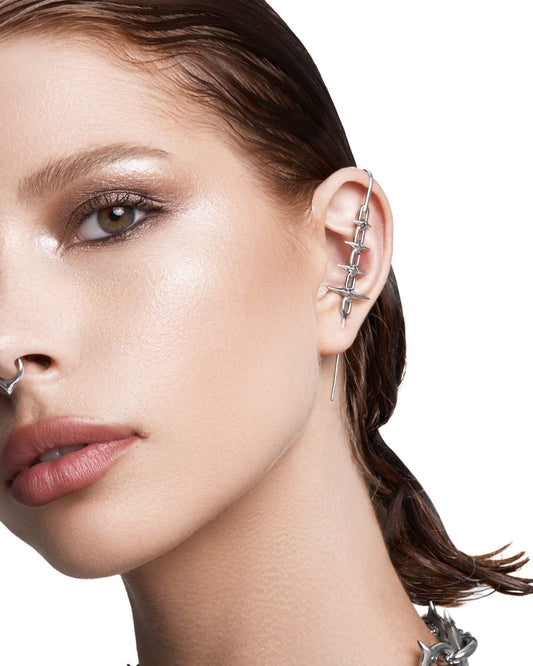 FORBIDDEN Pin Cuff Earring-Pin Cuff- Silver - Pair - Ask & Embla