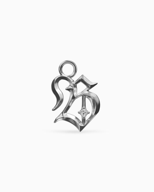 Mini Blackletter Charms - B-Charms- Silver - - Ask & Embla