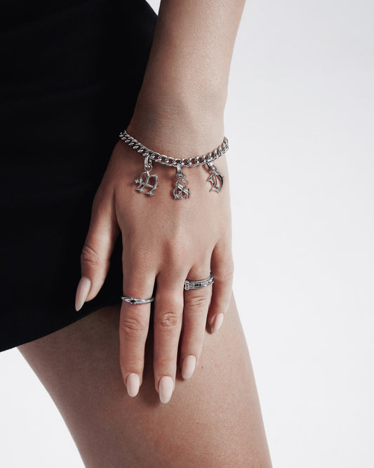 Mini Blackletter Charms - D-Charms- Silver - - Ask & Embla