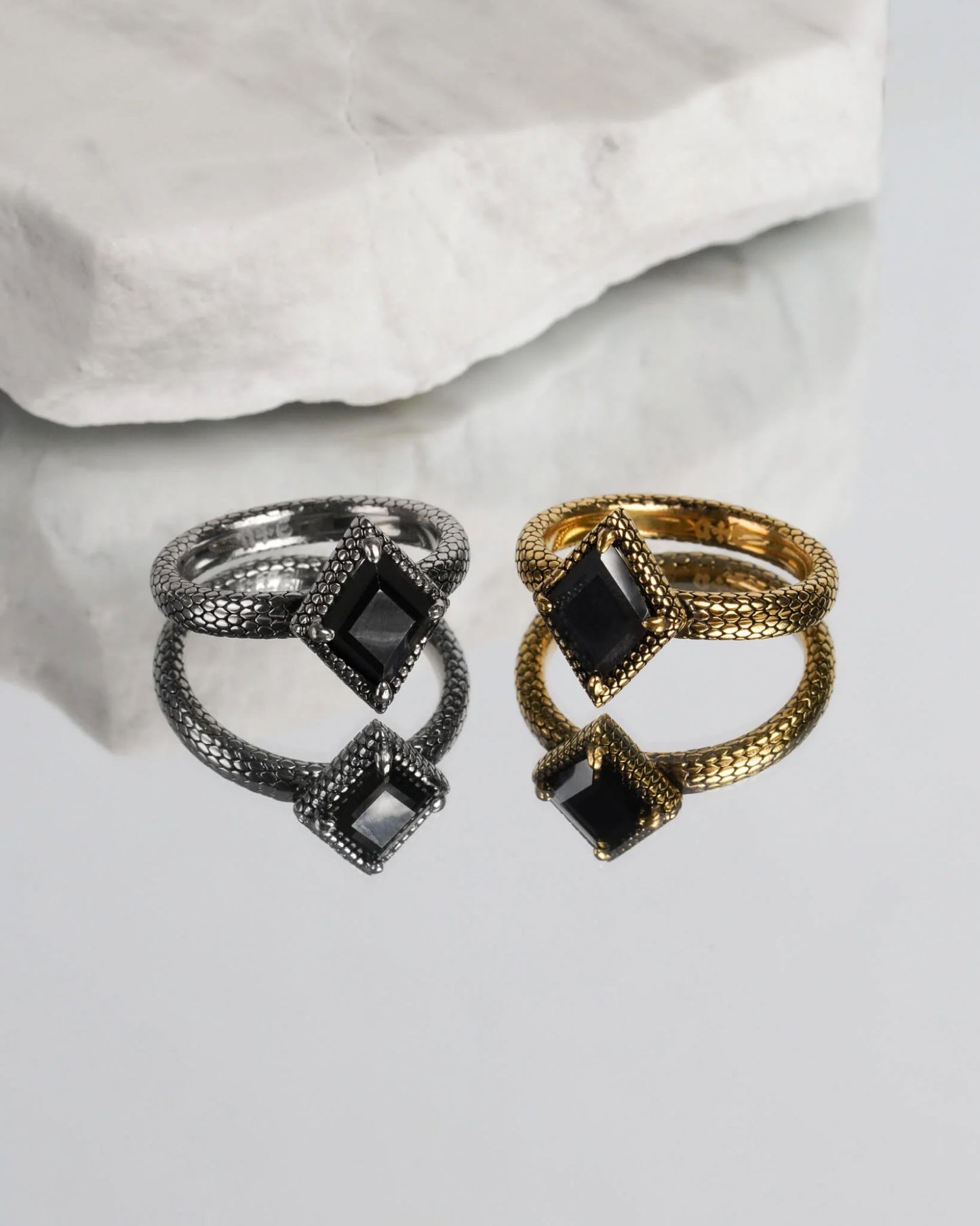 Black Lake Serpent Ring-Rings- US 4 - Silver - Ask & Embla